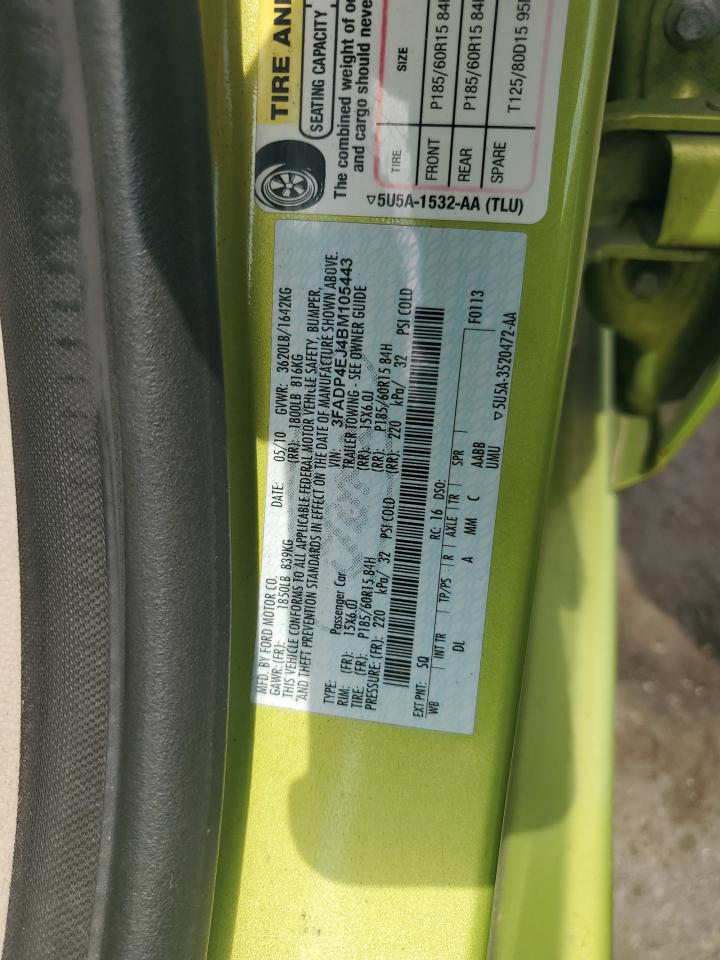 2011 Ford Fiesta Se VIN: 3FADP4EJ4BM105443 Lot: 65168005