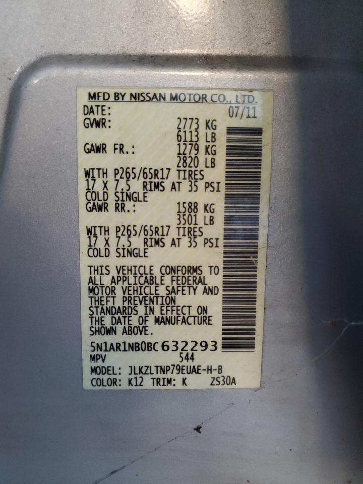 2011 Nissan Pathfinder S VIN: 5N1AR1NB0BC632293 Lot: 64852685