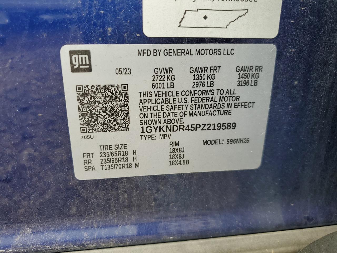 2023 Cadillac Xt5 Premium Luxury VIN: 1GYKNDR45PZ219589 Lot: 66898525