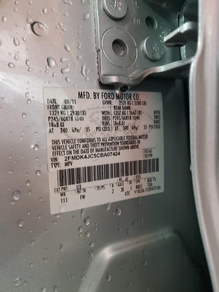 2012 Ford Edge Sel VIN: 2FMDK4JC5CBA07424 Lot: 64436555