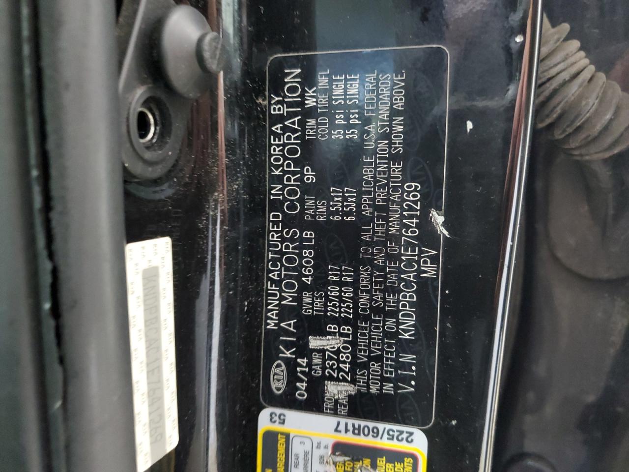 2014 Kia Sportage Lx VIN: KNDPBCAC1E7641269 Lot: 64460485
