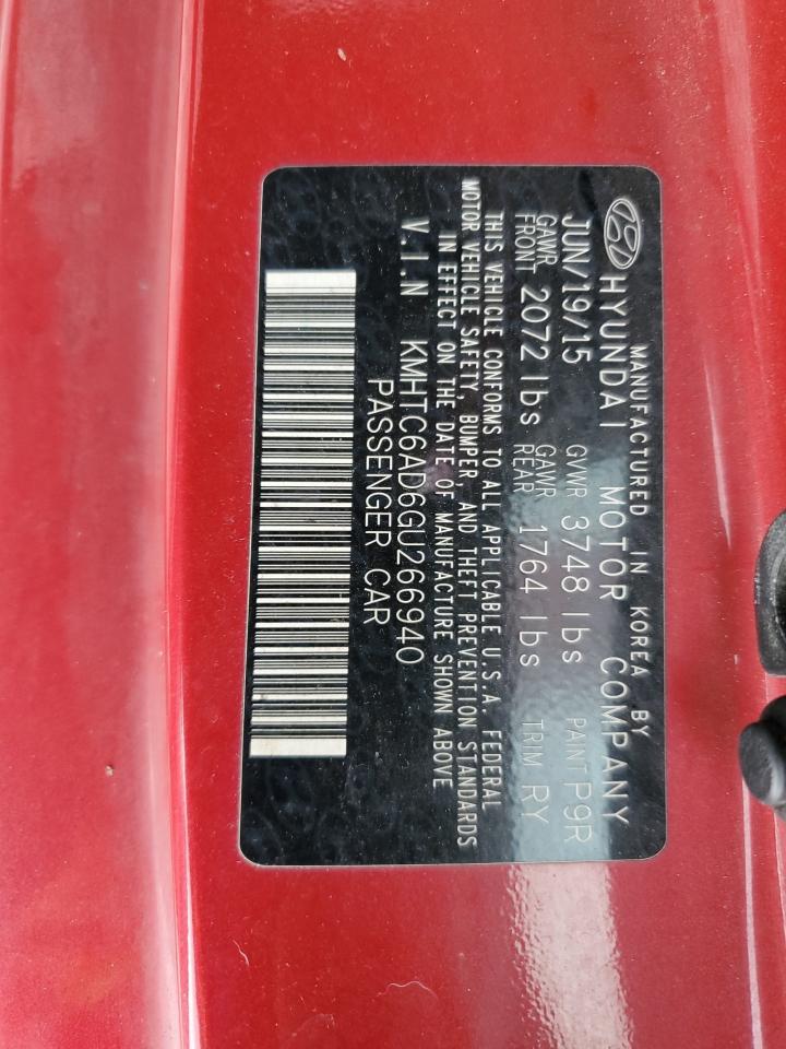 2016 Hyundai Veloster VIN: KMHTC6AD6GU266940 Lot: 64932425