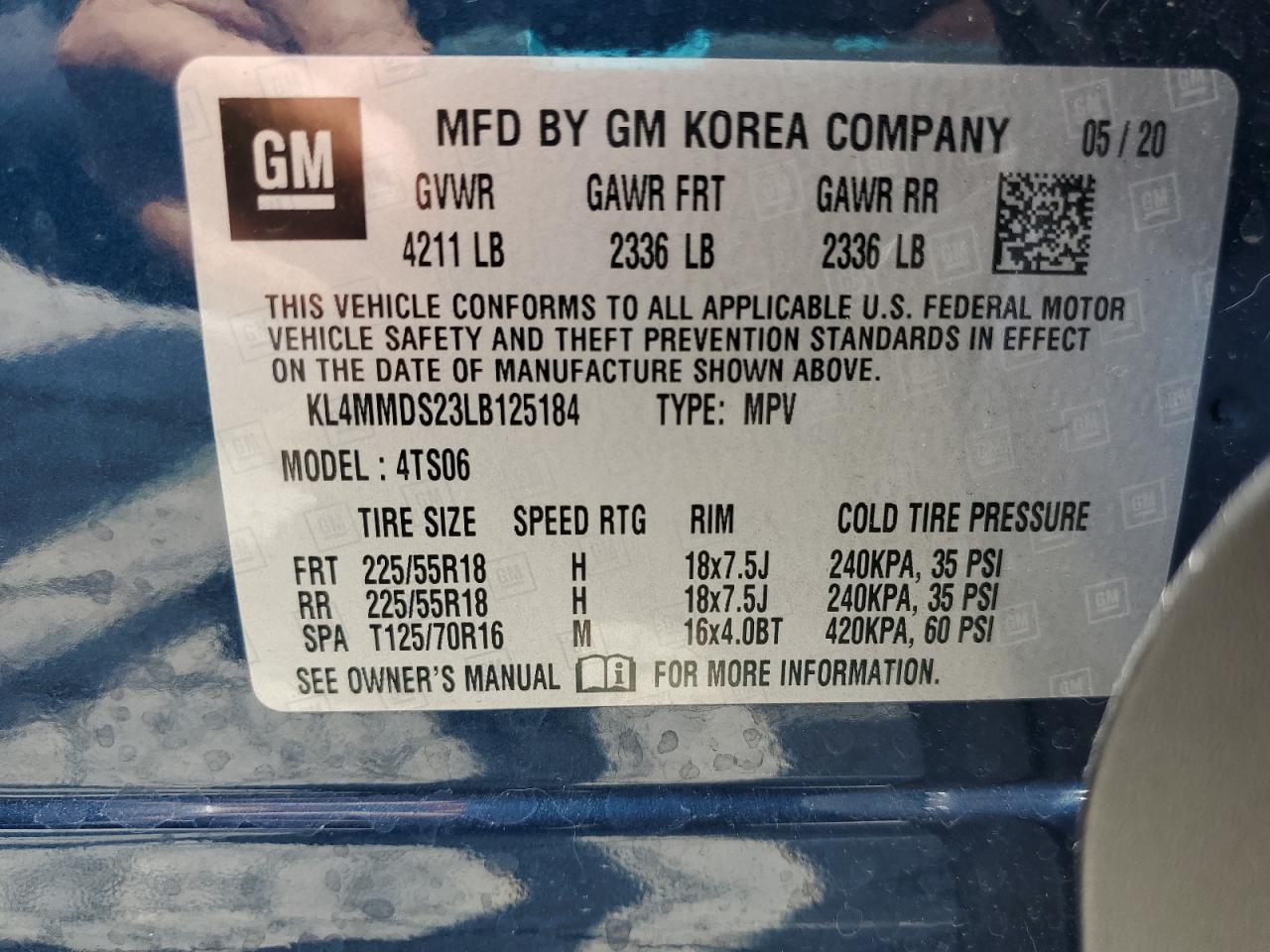 2020 Buick Encore Gx Select VIN: KL4MMDS23LB125184 Lot: 64290295