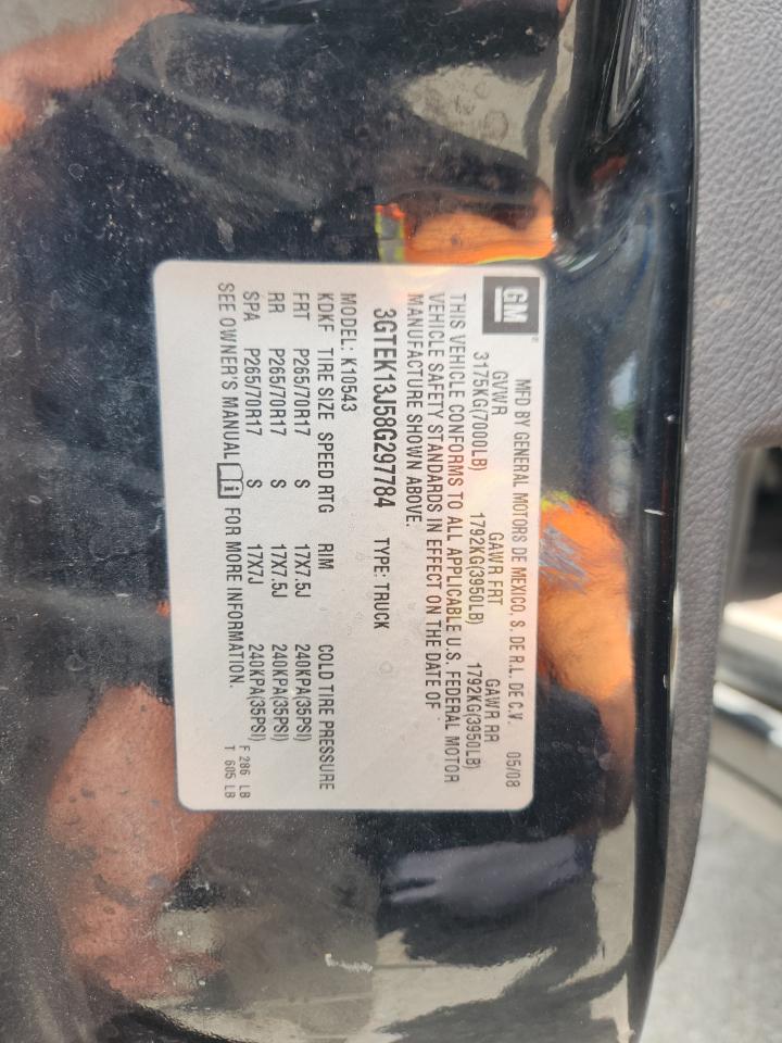 2008 GMC Sierra K1500 VIN: 3GTEK13J58G297784 Lot: 63411475