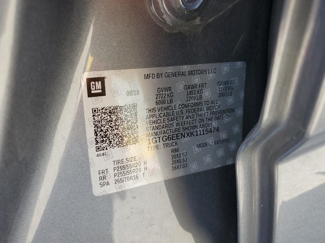2019 GMC Canyon Denali VIN: 1GTG6EENXK1115474 Lot: 63377015