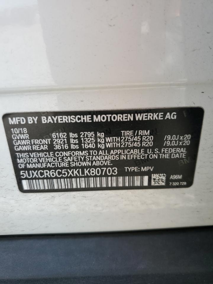 2019 BMW X5 xDrive40I VIN: 5UXCR6C5XKLK80703 Lot: 63473495