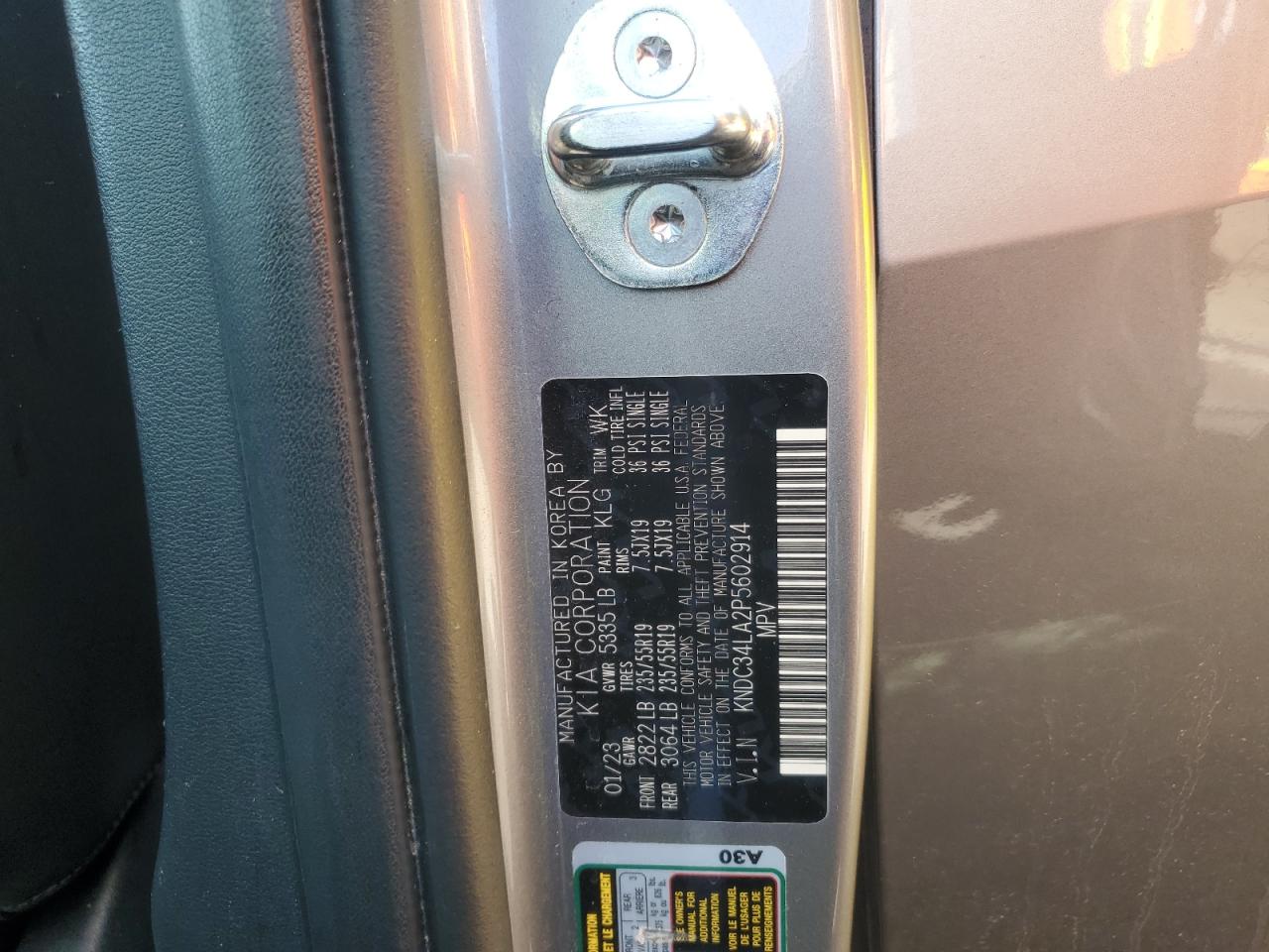 2023 Kia Ev6 Light VIN: KNDC34LA2P5602914 Lot: 63927015