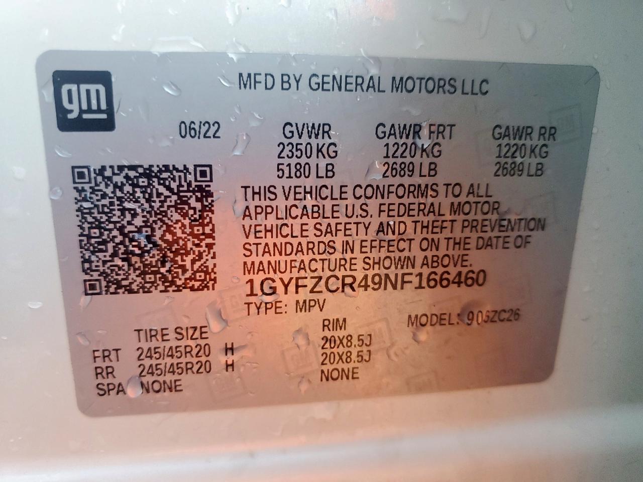 2022 Cadillac Xt4 Premium Luxury VIN: 1GYFZCR49NF166460 Lot: 66751055