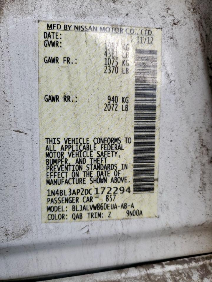 2013 Nissan Altima 3.5S VIN: 1N4BL3AP2DC172294 Lot: 63873925