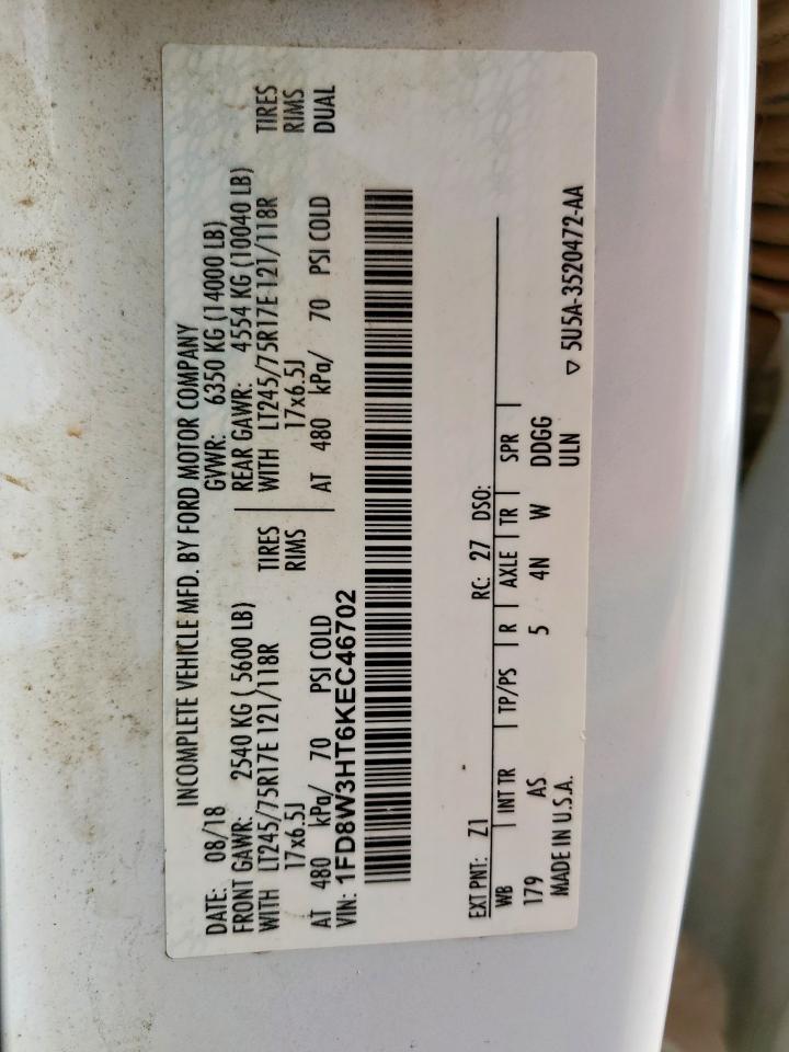 1FD8W3HT6KEC46702 FORD F350 2019