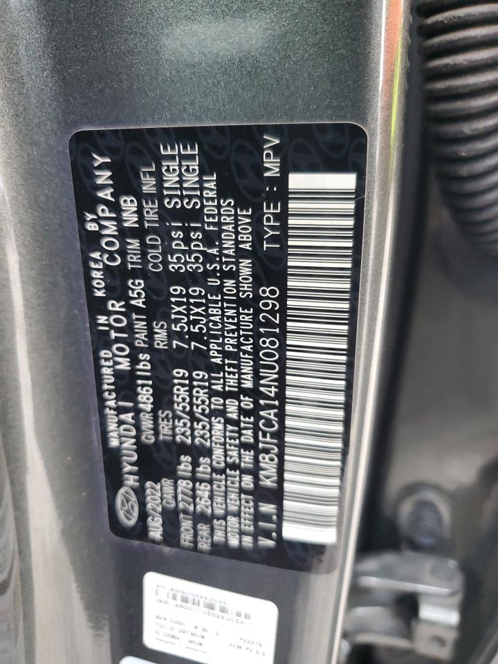 2022 Hyundai Tucson Sel Convenience VIN: KM8JFCA14NU081298 Lot: 64412665