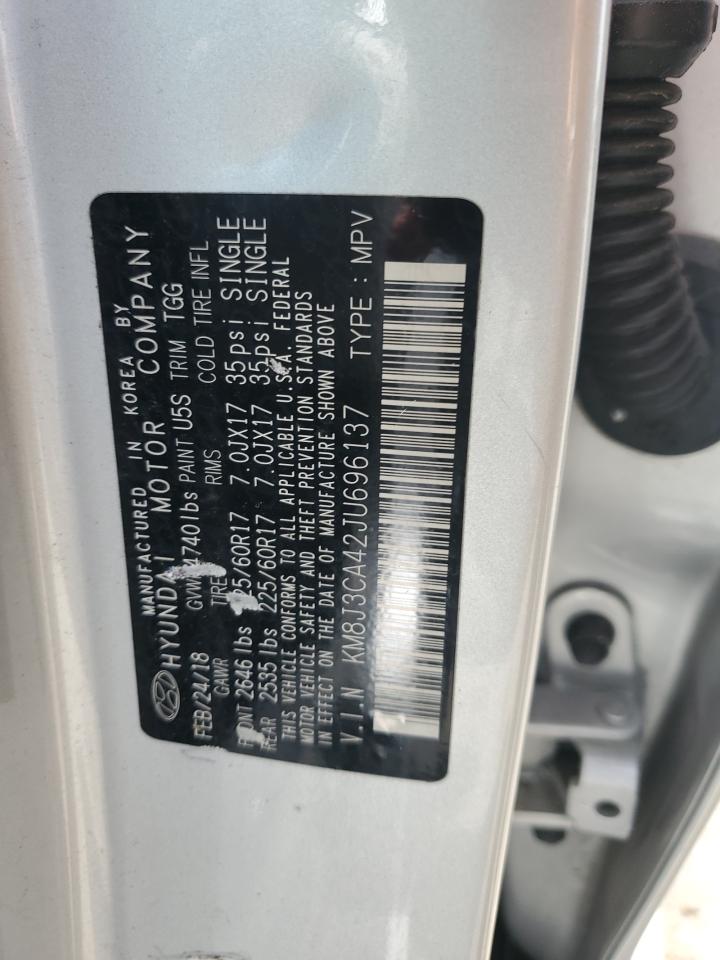 2018 Hyundai Tucson Sel VIN: KM8J3CA42JU696137 Lot: 64872025