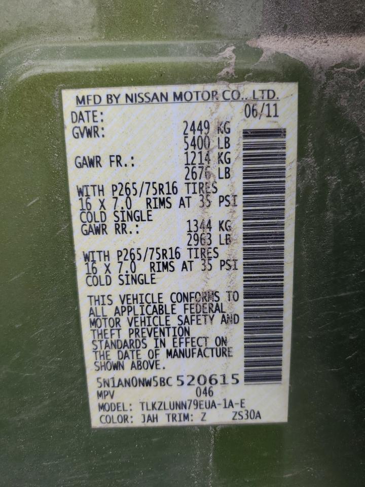 5n1an0nw5bc520615 5N1AN0NW5BC520615 2011 Nissan Xterra Off Road