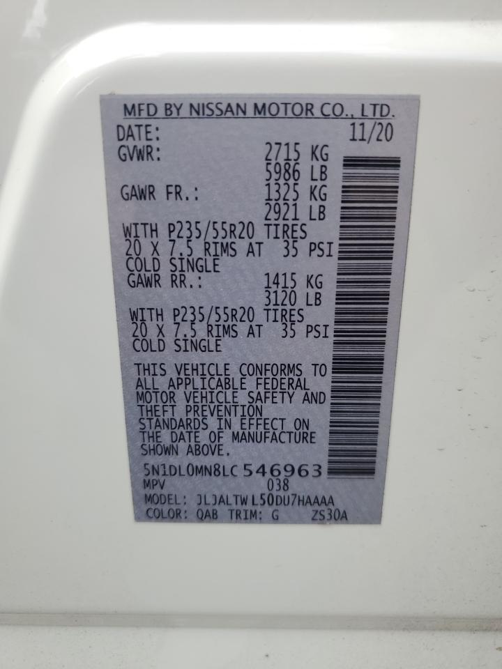 2020 Infiniti Qx60 Luxe VIN: 5N1DL0MN8LC546963 Lot: 64439235