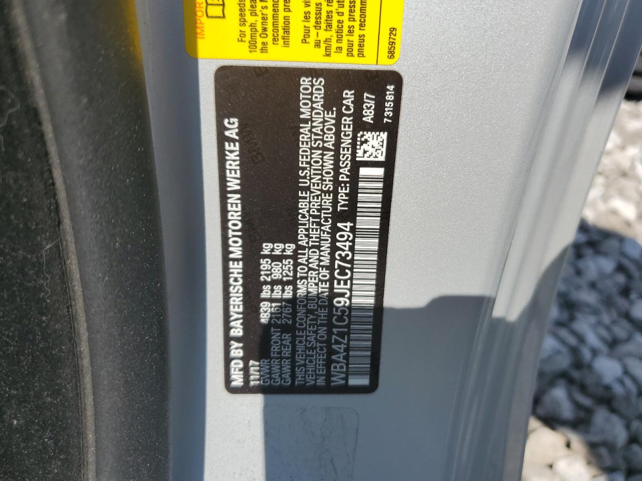 2018 BMW 430I VIN: WBA4Z1C59JEC73494 Lot: 63506625