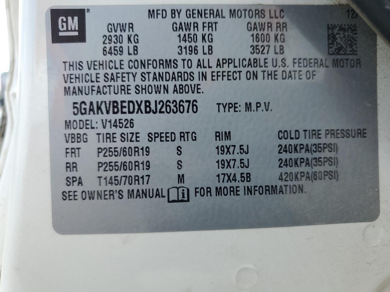 2011 Buick Enclave Cxl VIN: 5GAKVBEDXBJ263676 Lot: 65249895