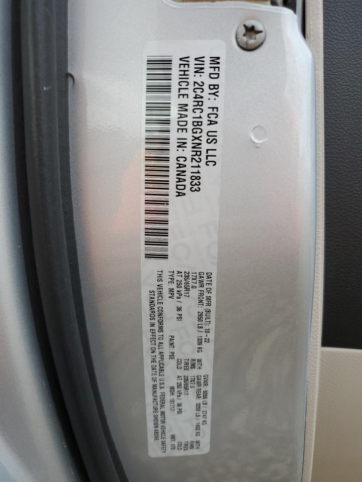 2022 Chrysler Pacifica Touring L VIN: 2C4RC1BGXNR211833 Lot: 64618235