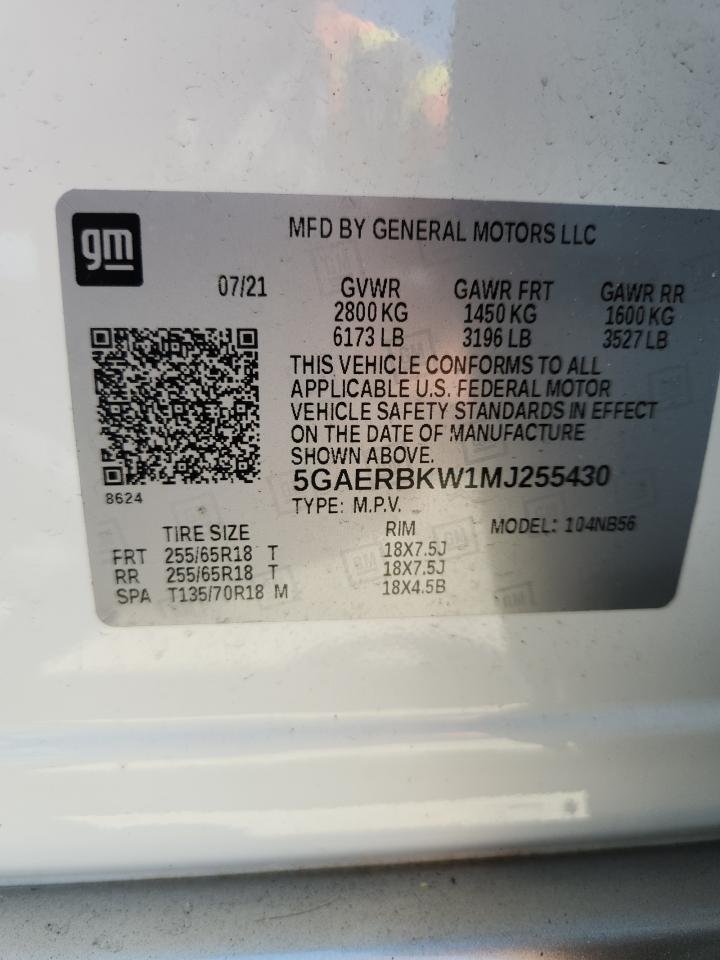 2021 Buick Enclave Essence VIN: 5GAERBKW1MJ255543 Lot: 64101145