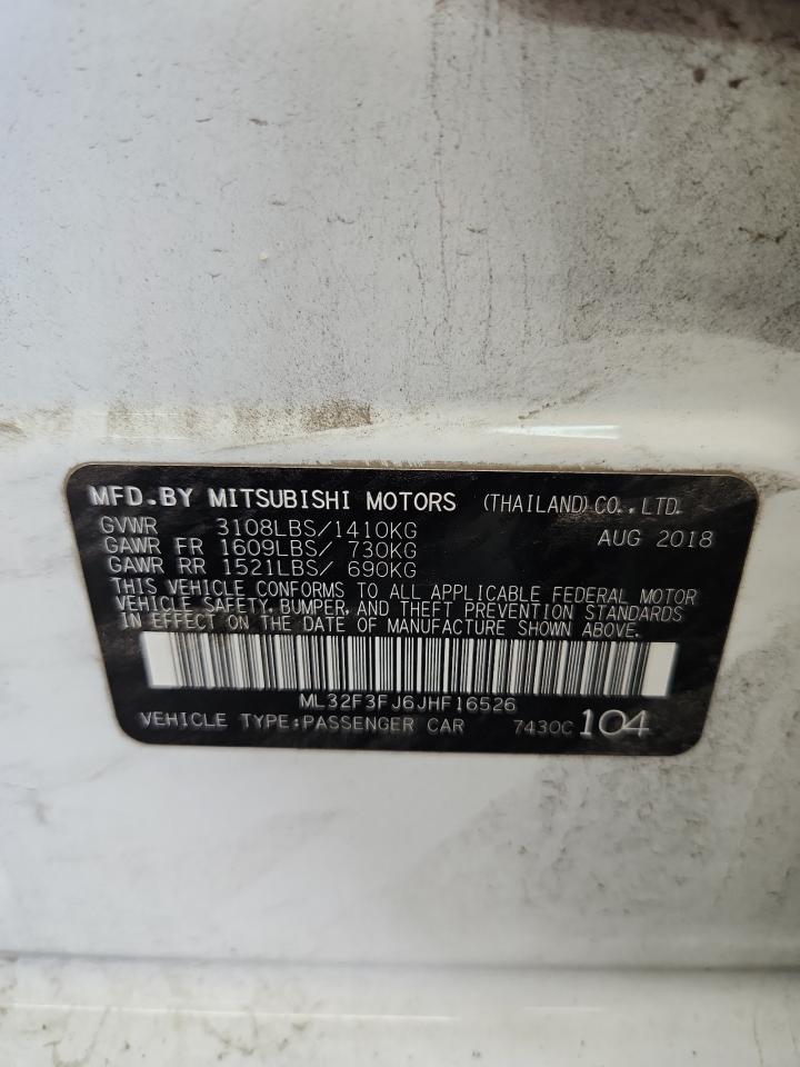 2018 Mitsubishi Mirage G4 Es VIN: ML32F3FJ6JHF16526 Lot: 64088555