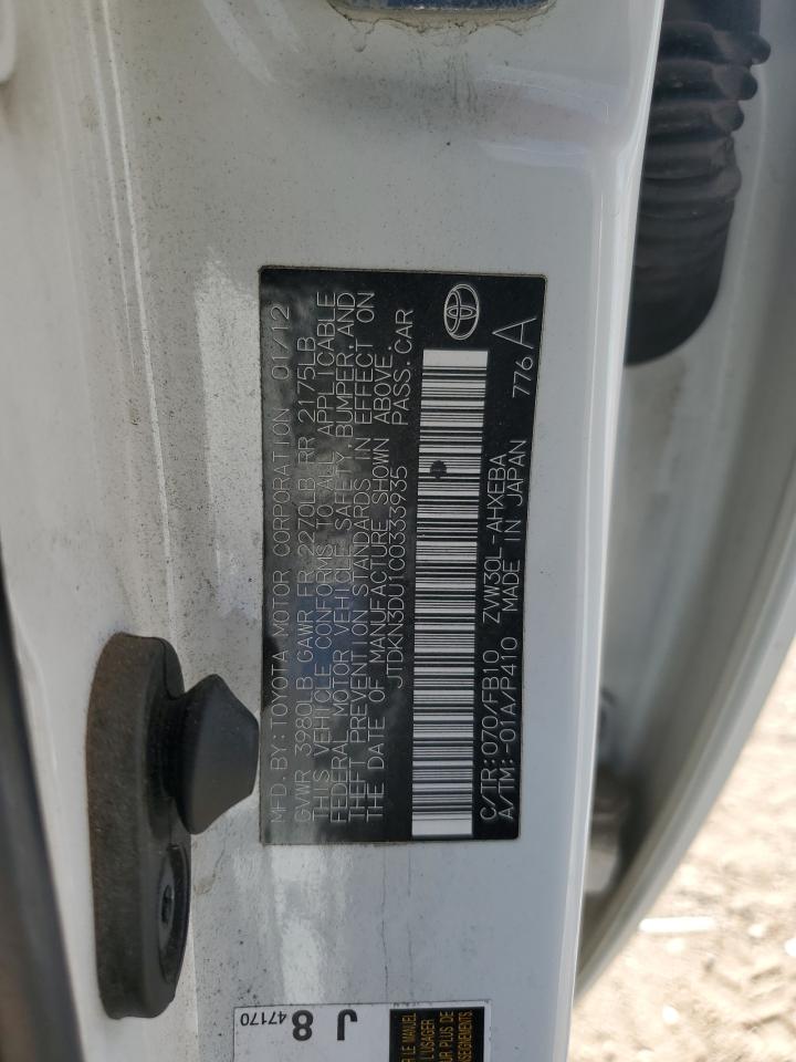 2012 Toyota Prius VIN: JTDKN3DU1C0333935 Lot: 63665925