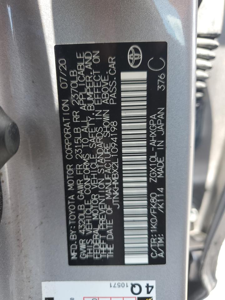 2020 Toyota C-Hr Xle VIN: JTNKHMBX2L1094198 Lot: 64588355