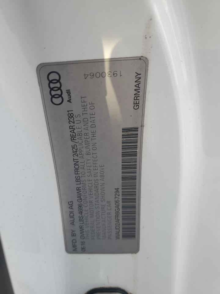 2016 Audi A5 Premium Plus S-Line VIN: WAUD2AFR6GA057294 Lot: 67023545