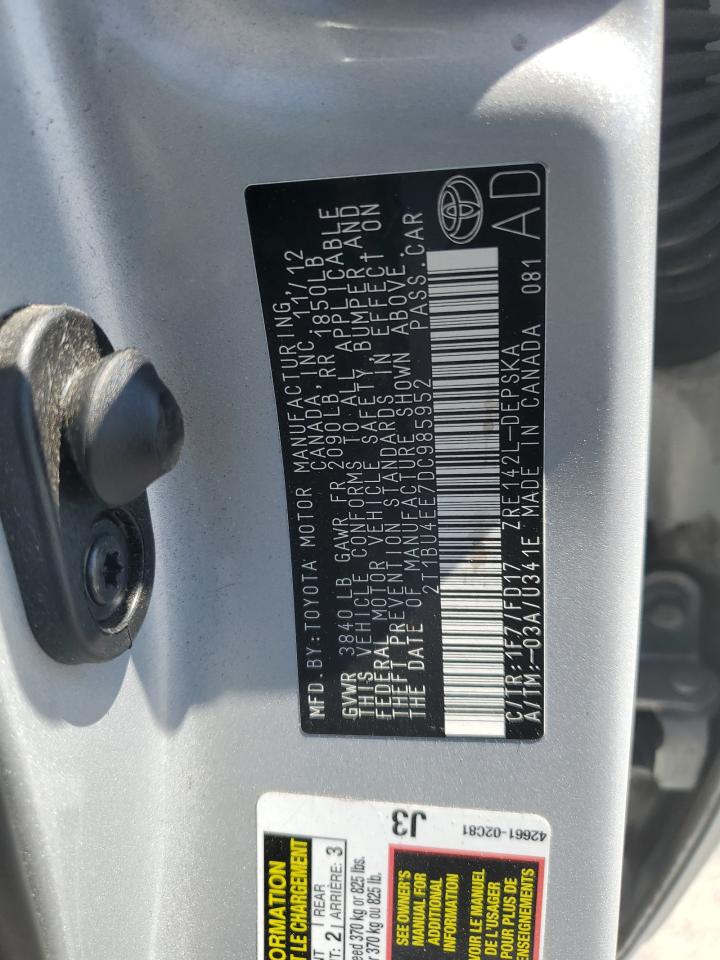 2t1bu4ee7dc985952 2T1BU4EE7DC985952 2013 Toyota Corolla Base