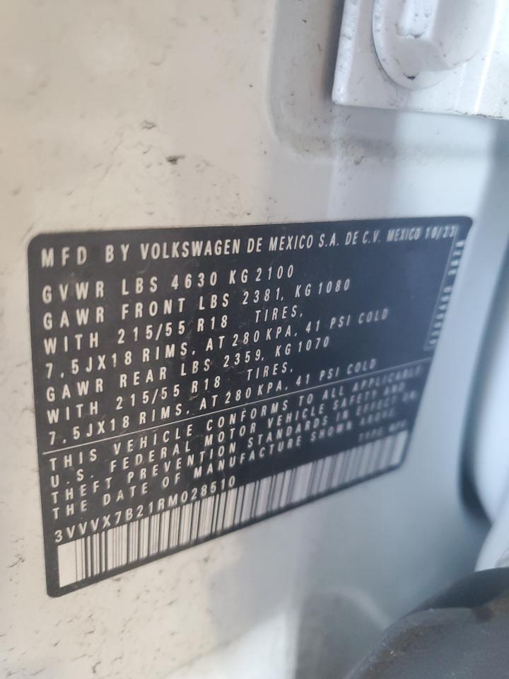 2024 Volkswagen Taos Se VIN: 3VVVX7B21RM028510 Lot: 63584435