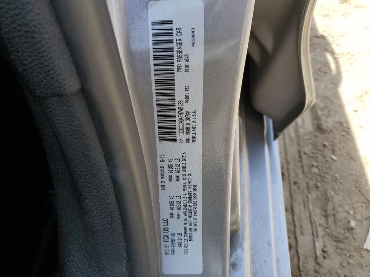 2015 Chrysler 200 Limited VIN: 1C3CCCAB4FN745128 Lot: 61961915