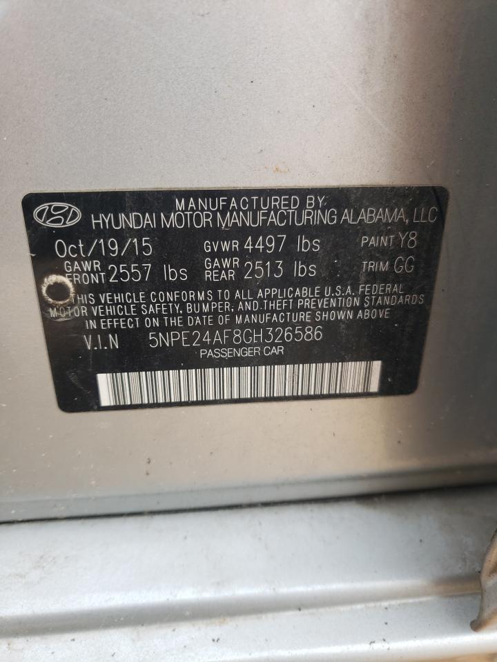 2016 Hyundai Sonata Se VIN: 5NPE24AF8GH326586 Lot: 66613265