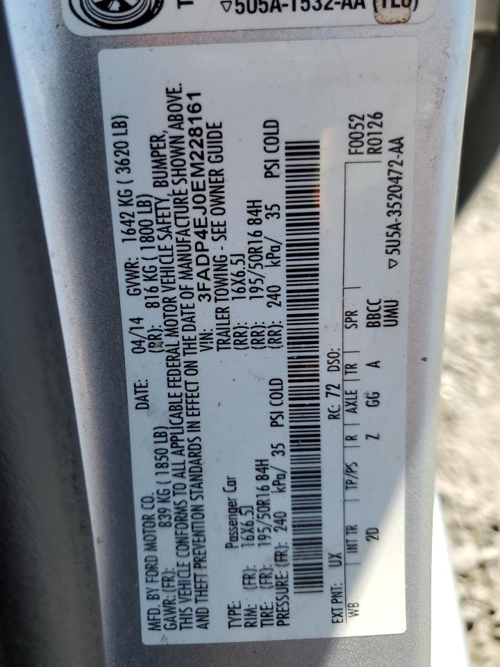 2014 Ford Fiesta Se VIN: 3FADP4EJ0EM228161 Lot: 63460025