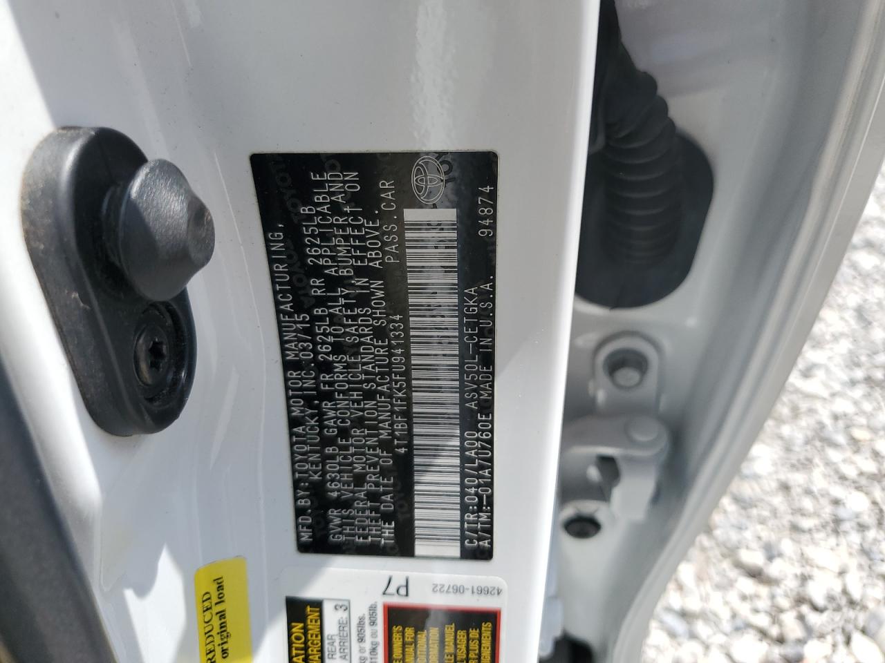 2015 Toyota Camry Le VIN: 4T1BF1FK5FU941334 Lot: 64438855