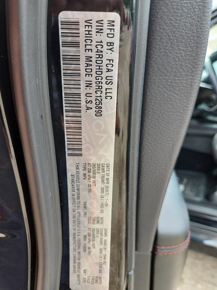 2024 Dodge Durango Gt VIN: 1C4RDHDG6RC125890 Lot: 65439865