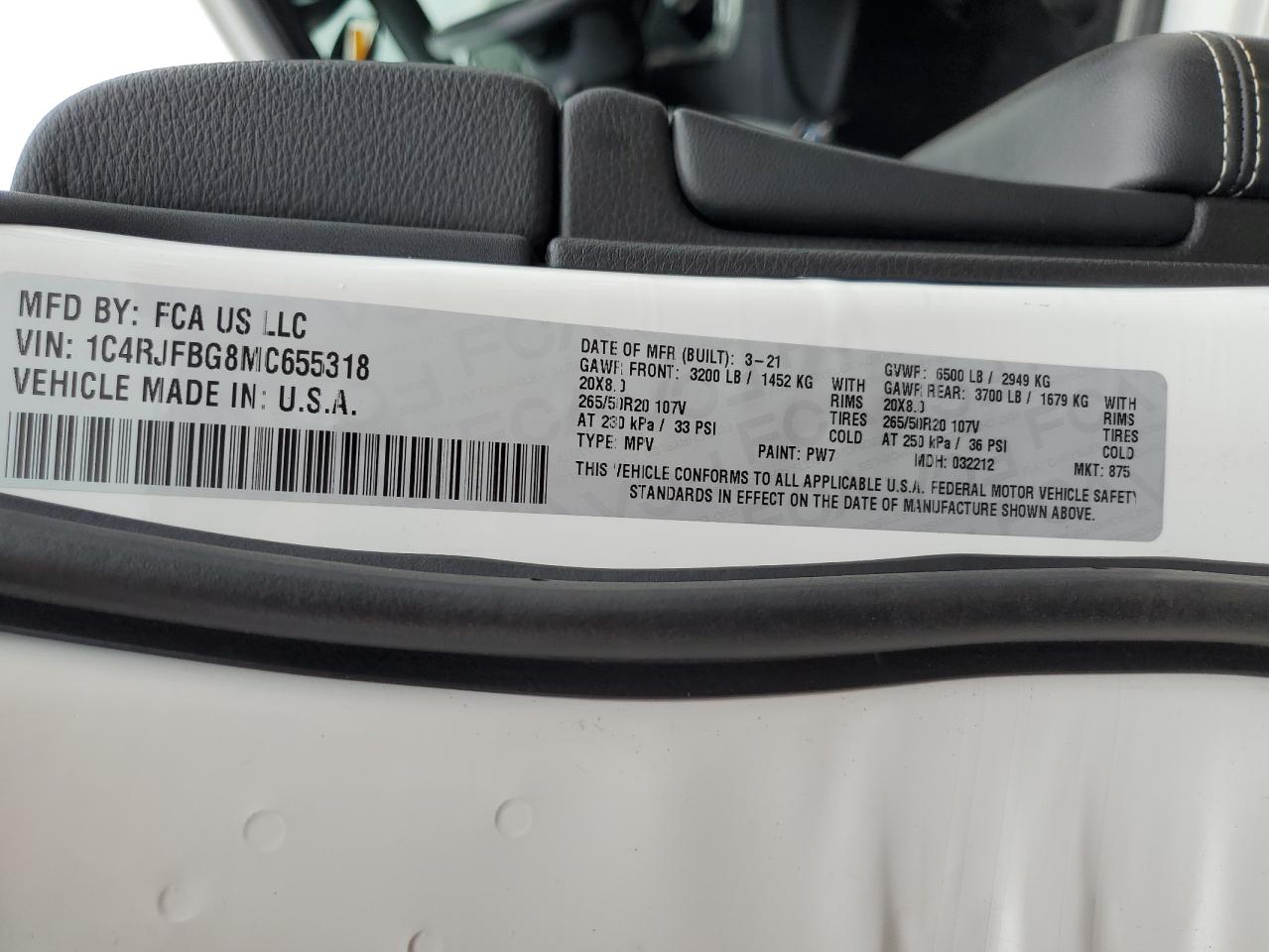 2021 Jeep Grand Cherokee Limited VIN: 1C4RJFBG8MC655318 Lot: 65232215