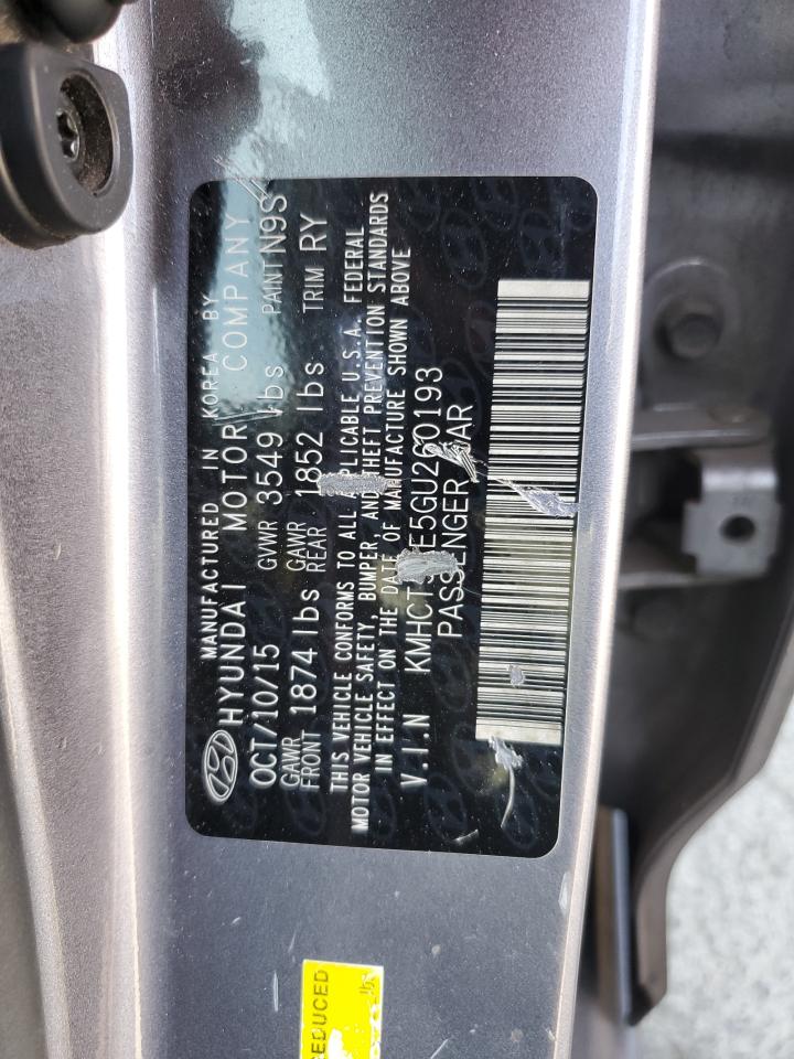 2016 Hyundai Accent Se VIN: KMHCT5AE5GU2601XX Lot: 64618455