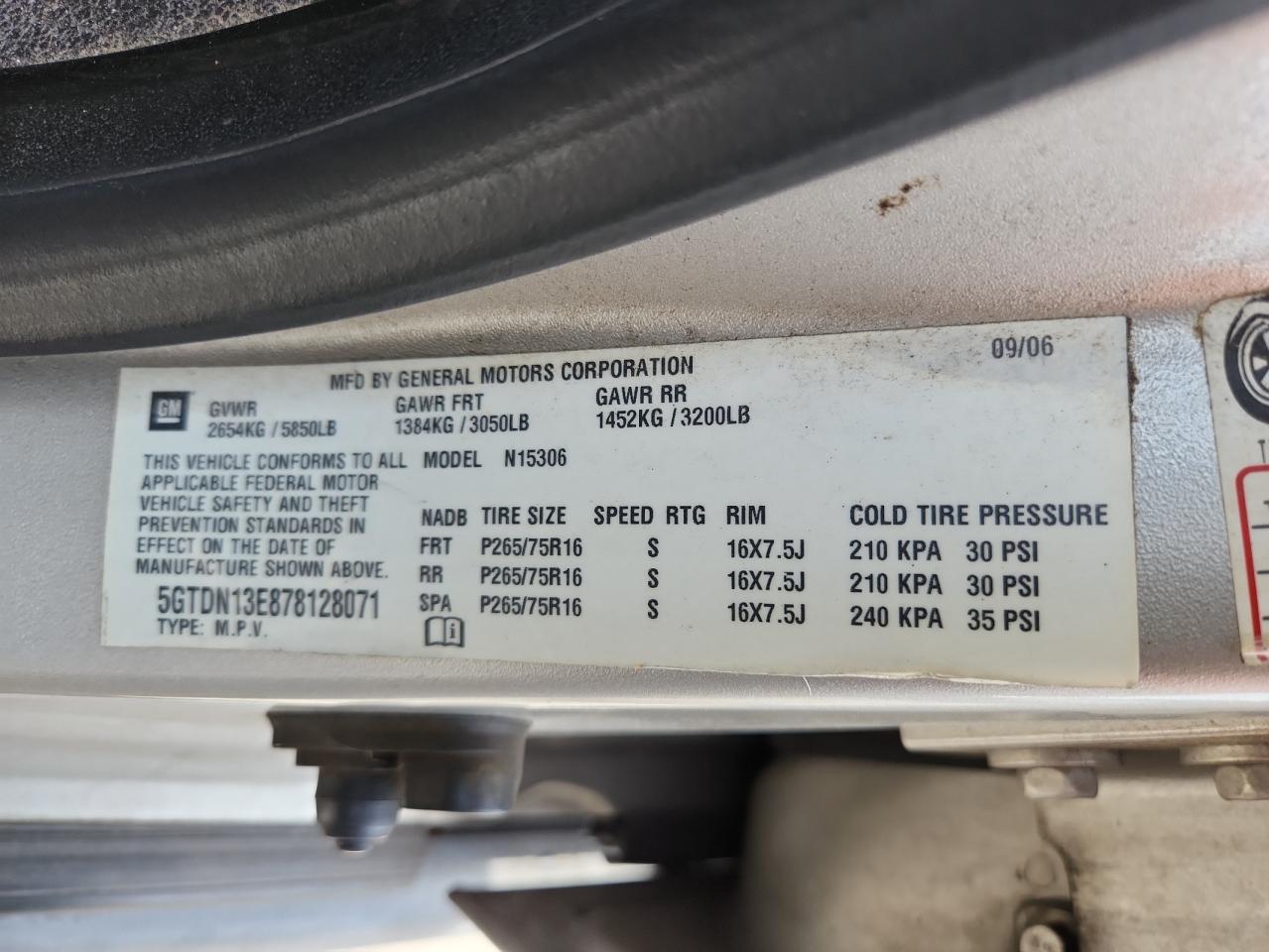 2007 Hummer H3 VIN: 5GTDN13E878128071 Lot: 64075825