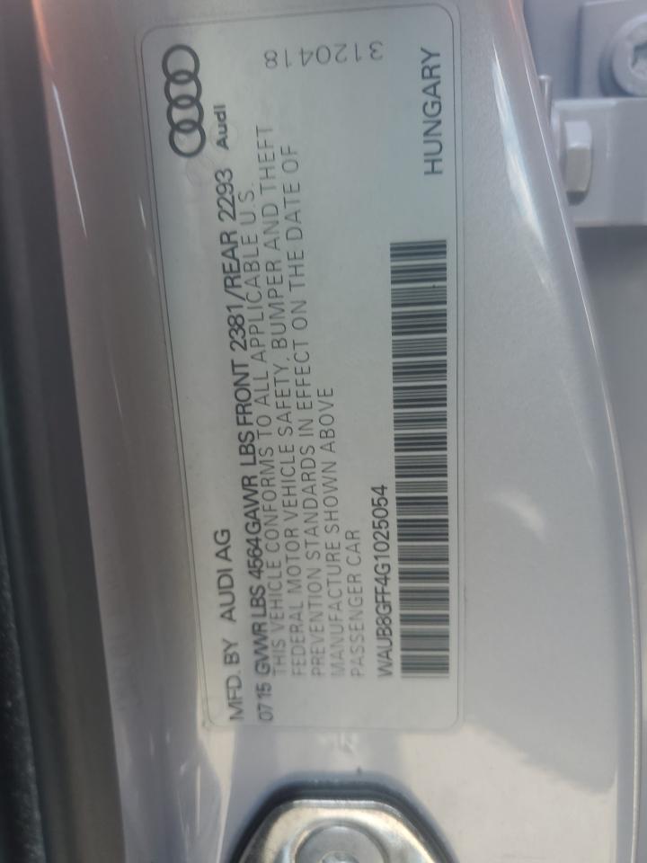 2016 Audi A3 Premium VIN: WAUB8GFF4G1025054 Lot: 64566065