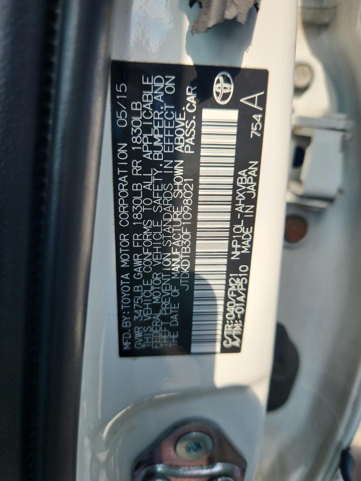 2015 Toyota Prius C VIN: JTDKDTB30F1098021 Lot: 63614665