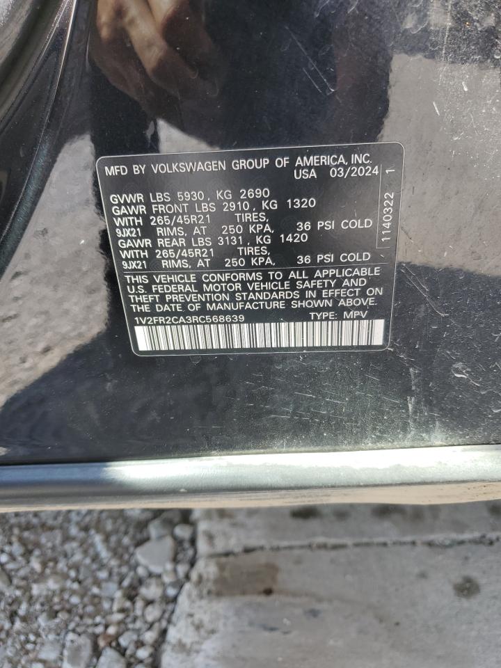 2024 Volkswagen Atlas Sel Premium R-Line VIN: 1V2FR2CA3RC568639 Lot: 64205175