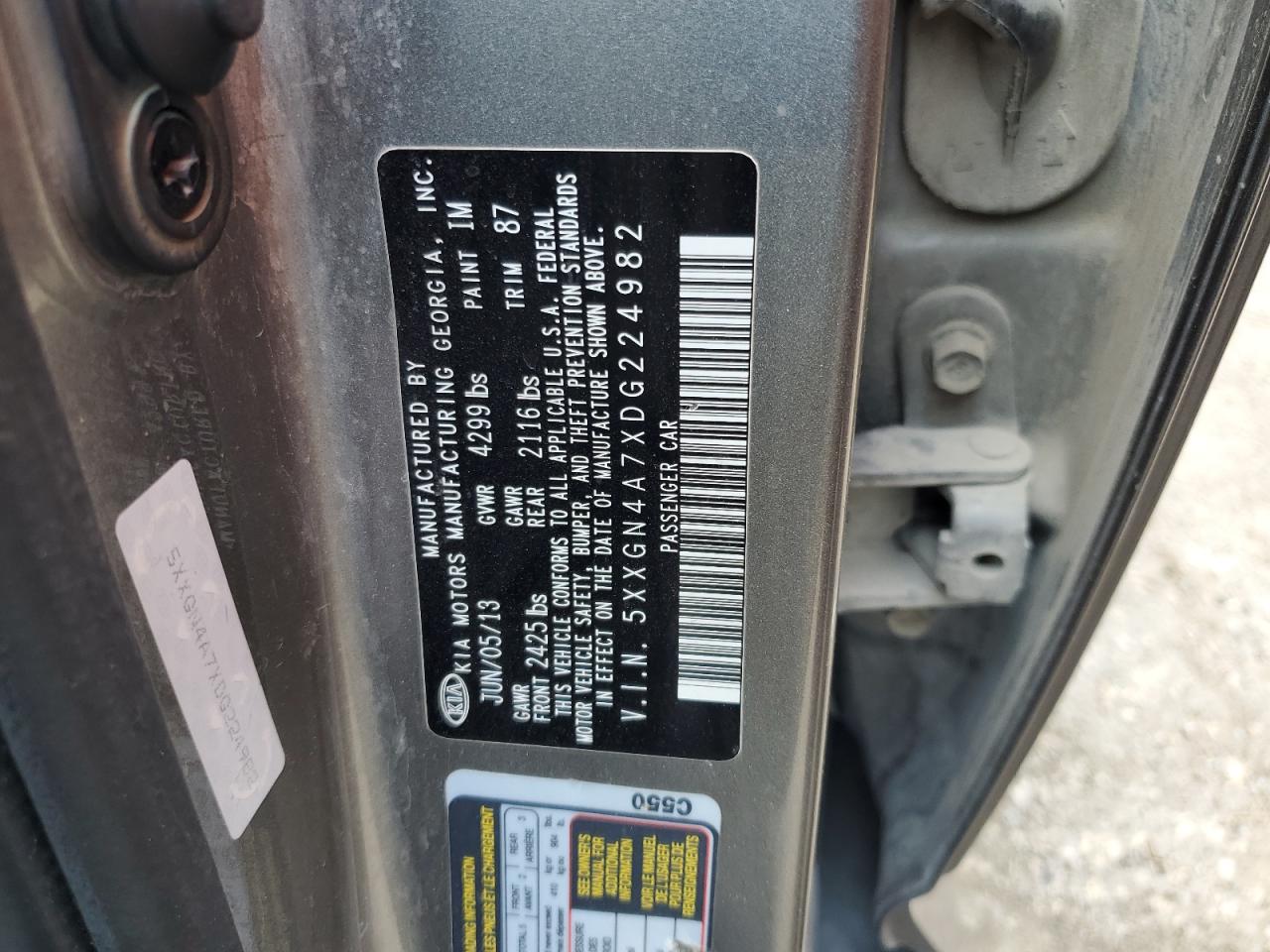 2013 Kia Optima Ex VIN: 5XXGN4A7XDG224982 Lot: 65178315