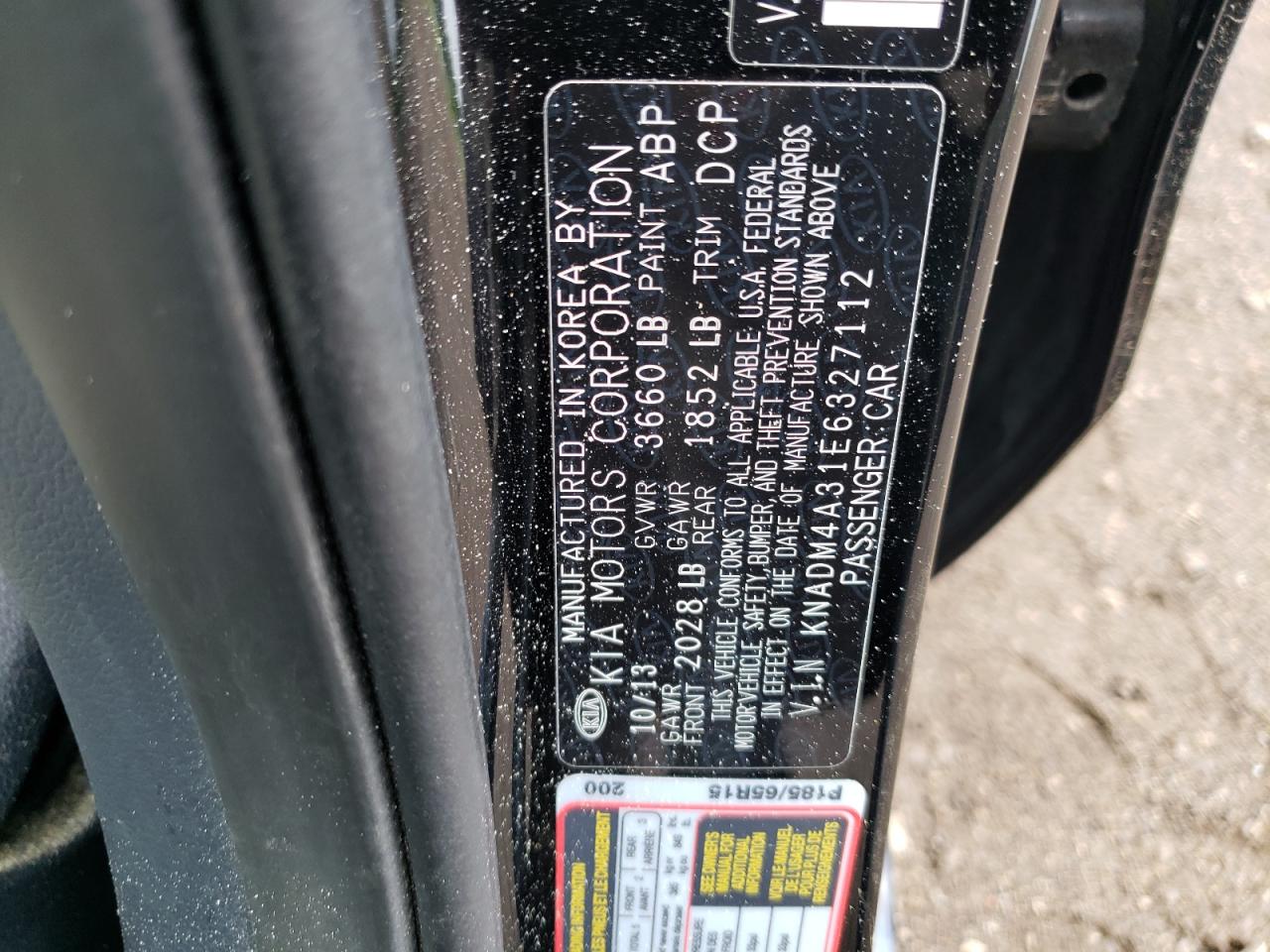 2014 Kia Rio Lx VIN: KNADM4A31E6327112 Lot: 63086165