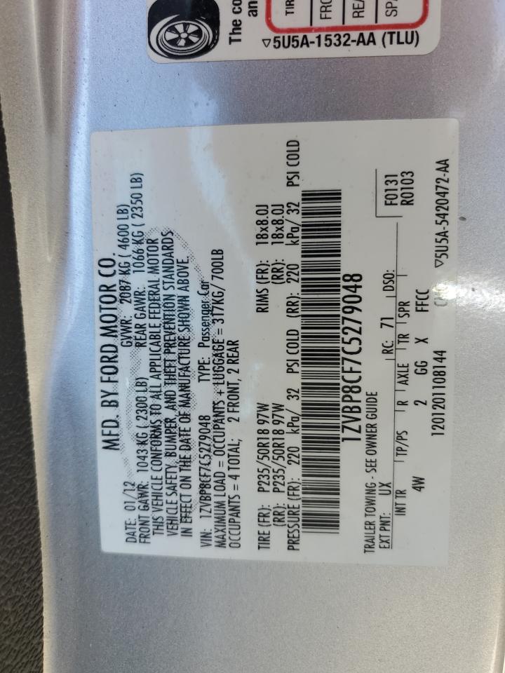 2012 Ford Mustang Gt VIN: 1ZVBP8CF7C5279048 Lot: 63349225