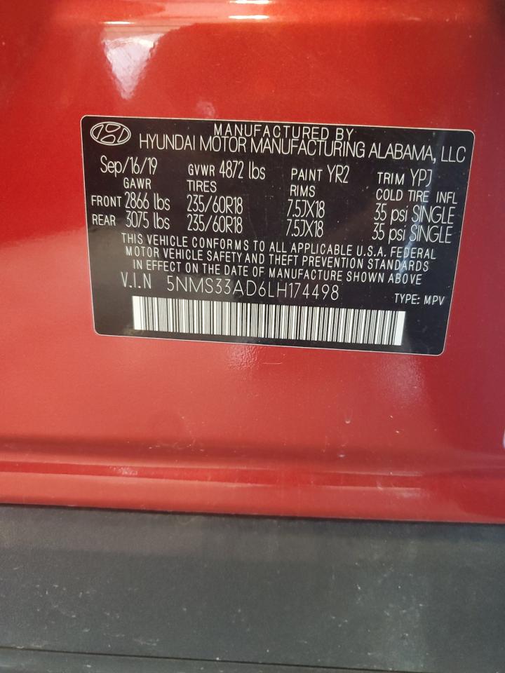 2020 Hyundai Santa Fe Sel VIN: 5NMS33AD6LH174498 Lot: 64588275