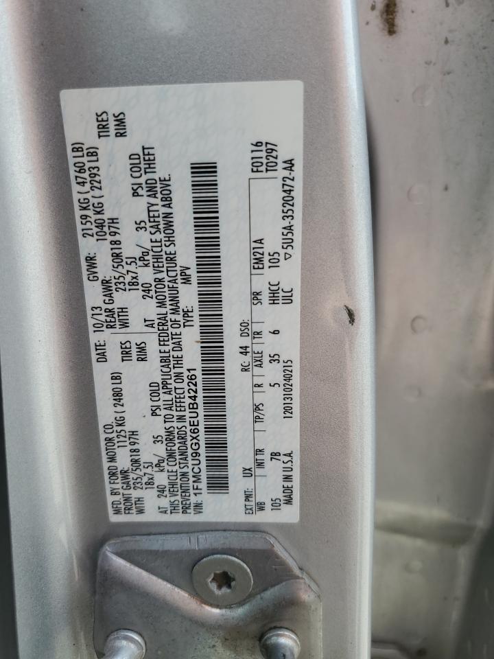 2014 Ford Escape Se VIN: 1FMCU9GX6EUB42261 Lot: 64788295