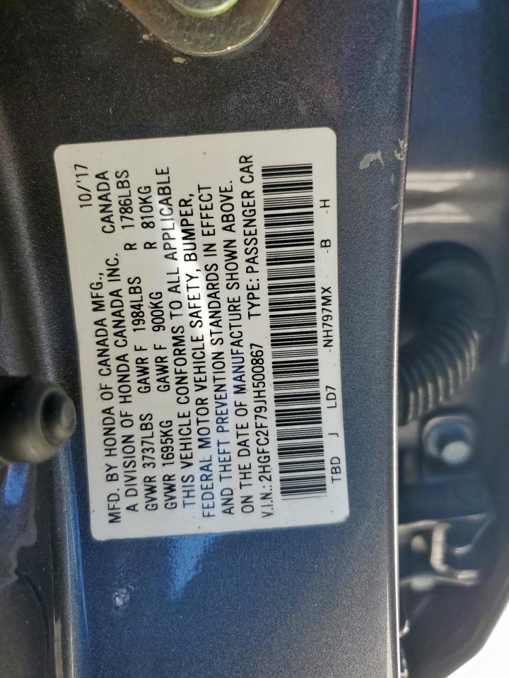 2018 Honda Civic Ex VIN: 2HGFC2F79JH500867 Lot: 64686445