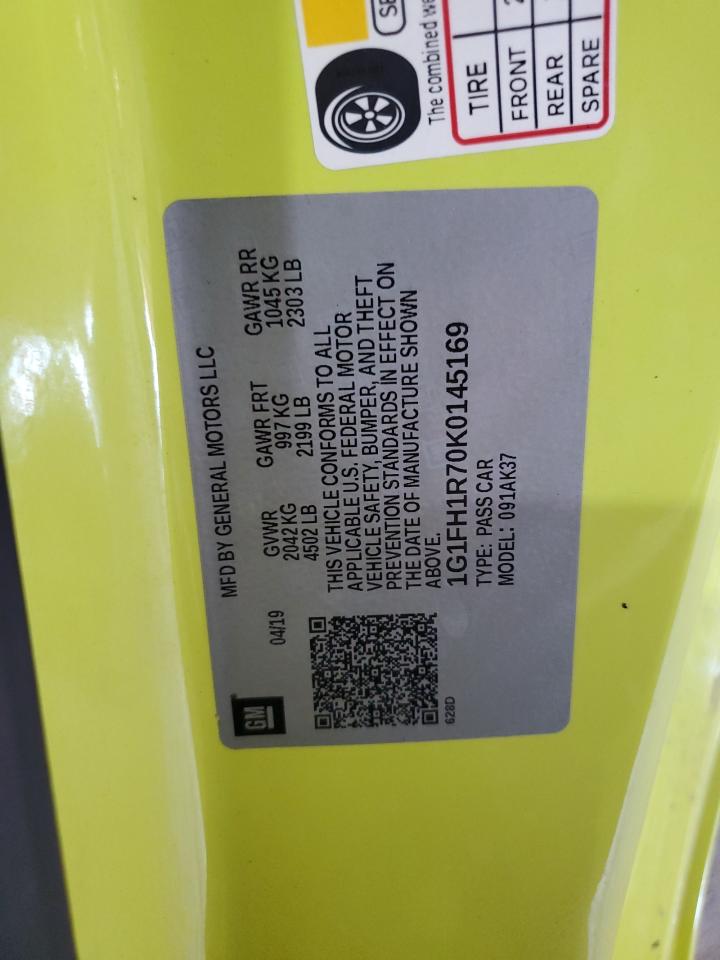 2019 Chevrolet Camaro Ss VIN: 1G1FH1R70K0145169 Lot: 64478965