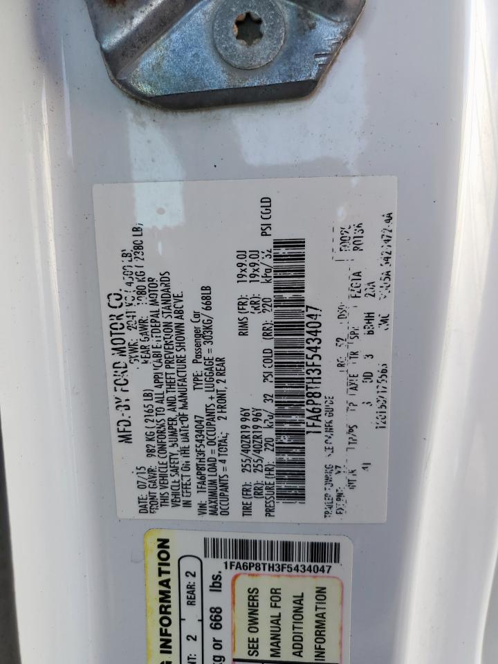 2015 Ford Mustang VIN: 1FA6P8TH3F5434047 Lot: 65361675