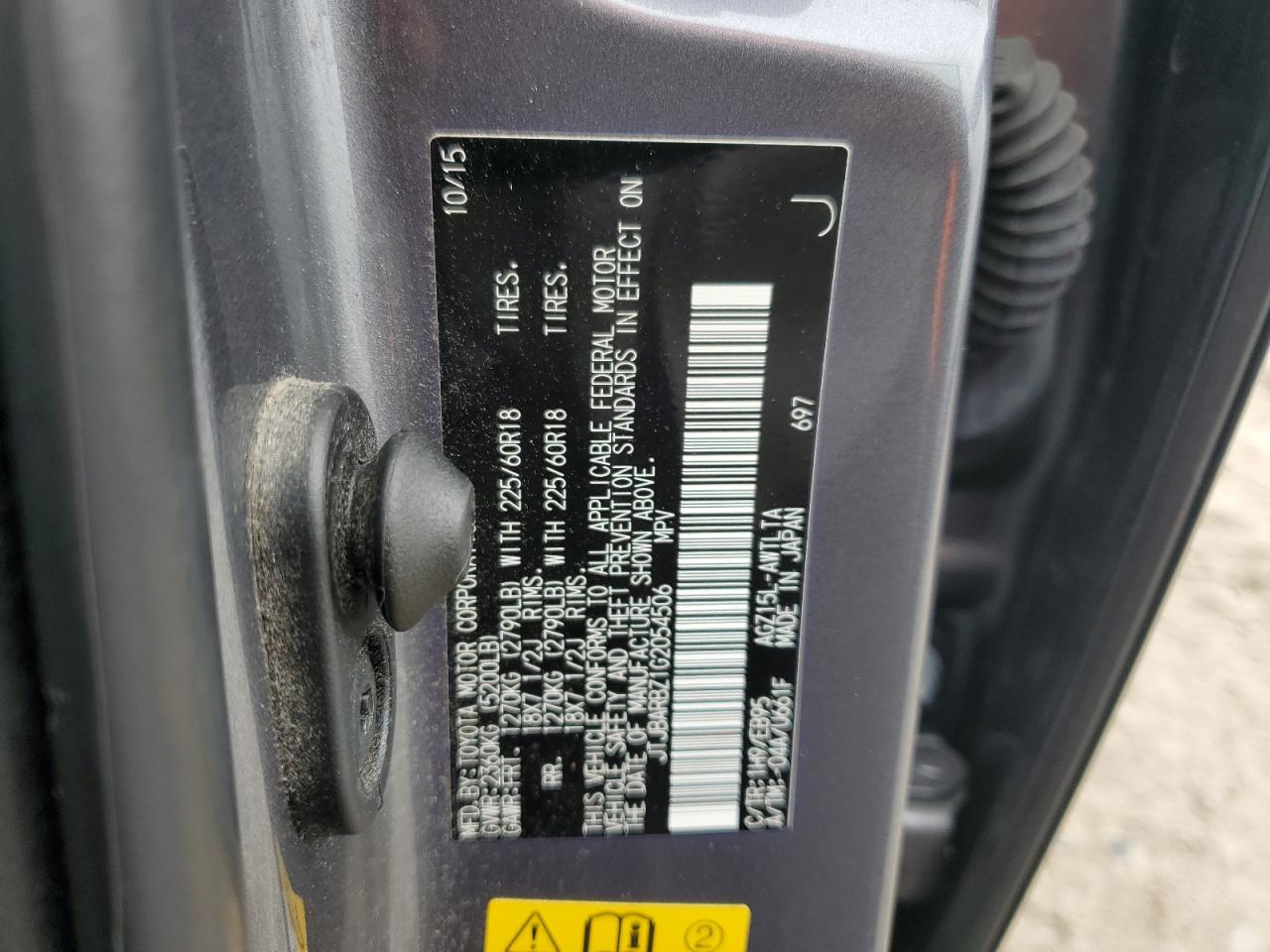 2016 Lexus Nx 200T Base VIN: JTJBARBZ1G2054506 Lot: 64273095