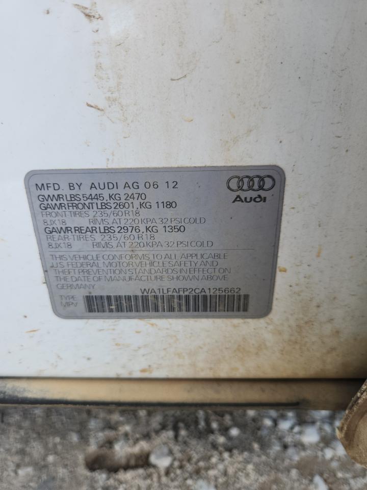 2012 Audi Q5 Premium Plus VIN: WA1LFAFP2CA125662 Lot: 63646025