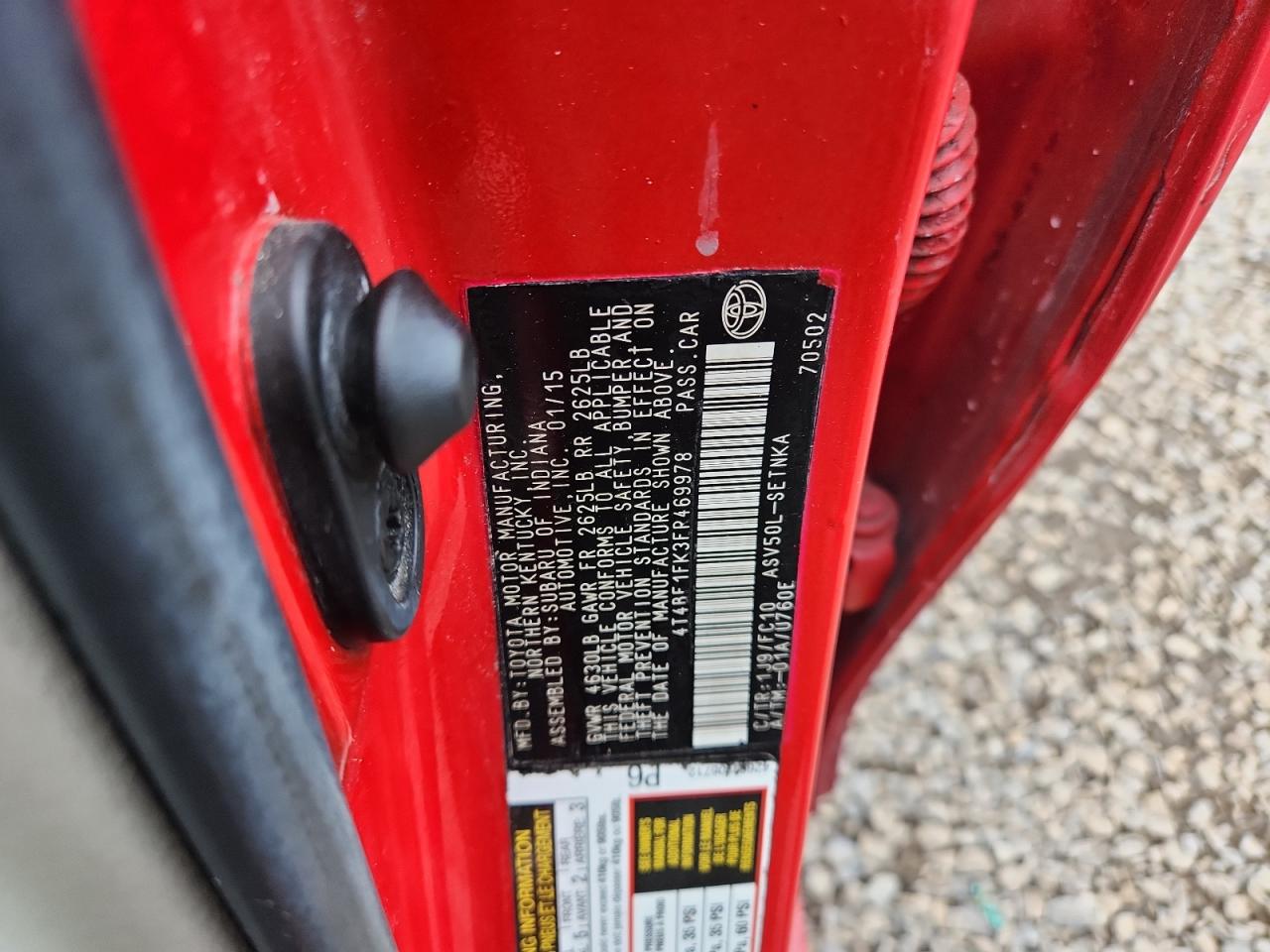 2015 Toyota Camry Le VIN: 4T4BF1FK3FR469978 Lot: 65183695